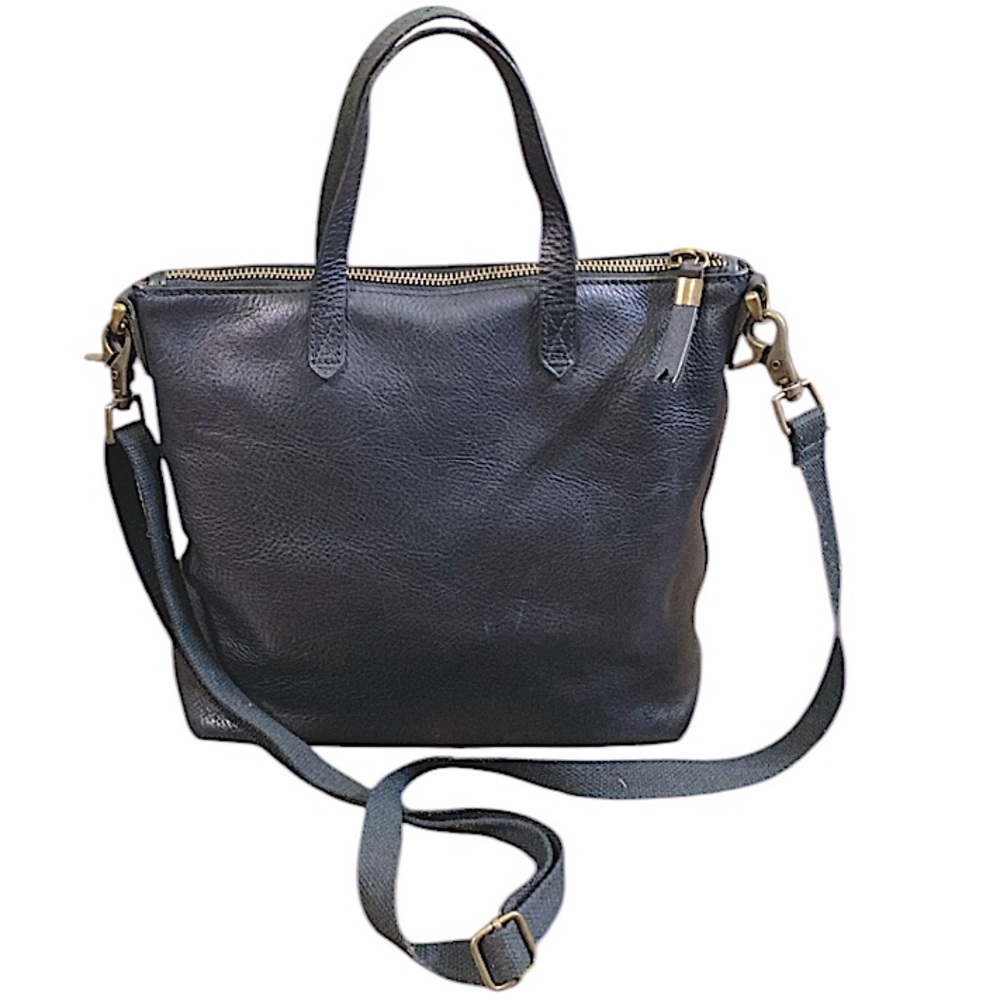 Madwell Black Leather Crossbody Tote Bag